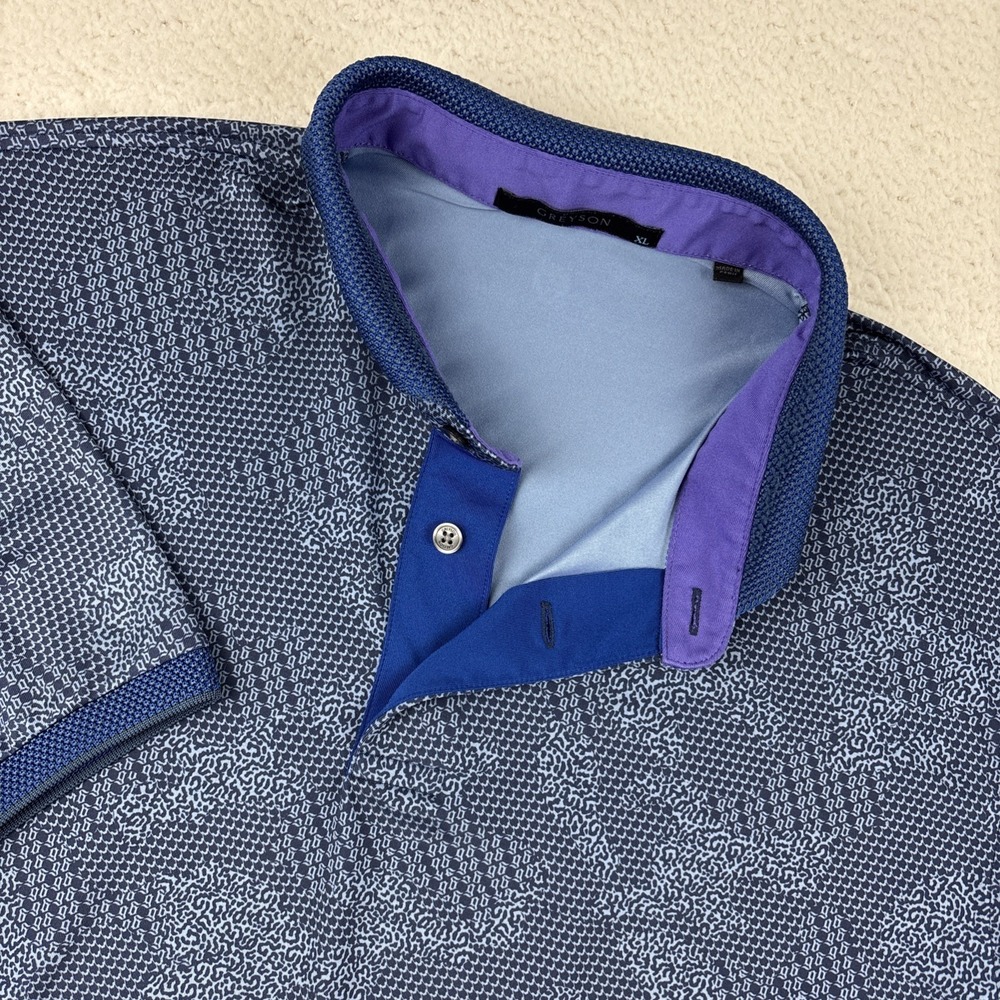 GREYSON Performance Polo Shirt Mens XL Lightweight Stretch Golf Geometric Design